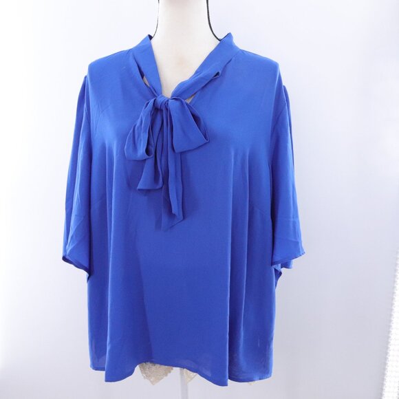 Eloquii | Short Sleeve Chiffon Top 20 Neck Tie NWT - Picture 3 of 6